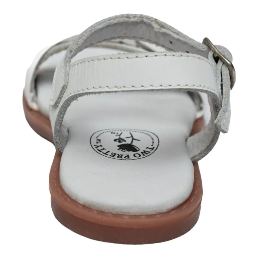 Two Pretty Handcrafted White Leather Knot Sandal